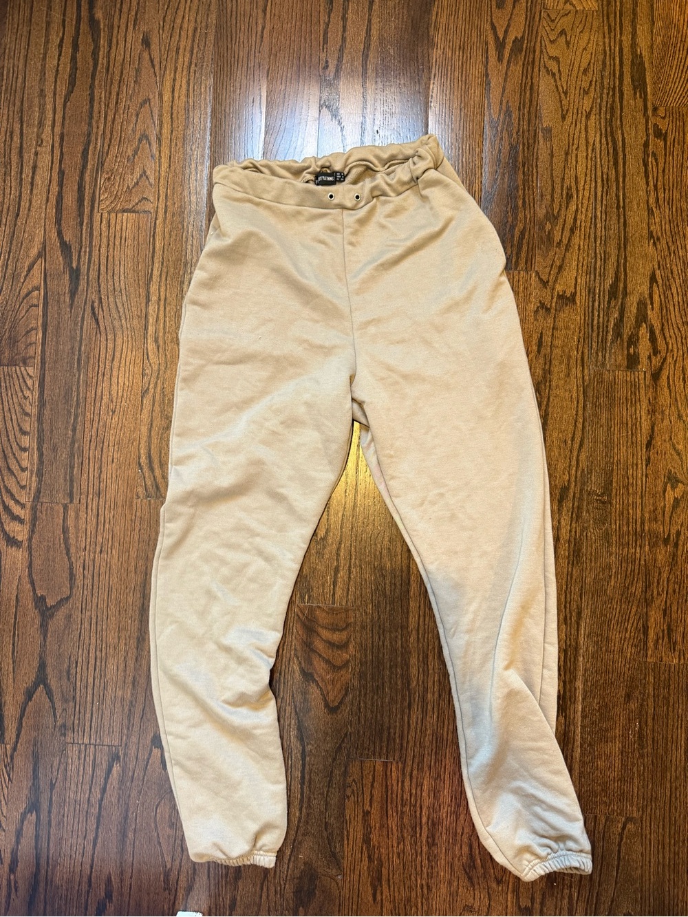 PrettyLittleThing Neutral Beige Elastic-Waist Joggers